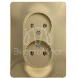 Розетка 2-м СП Glossa 16А IP20 без заземл. в сборе титан SchE GSL000420