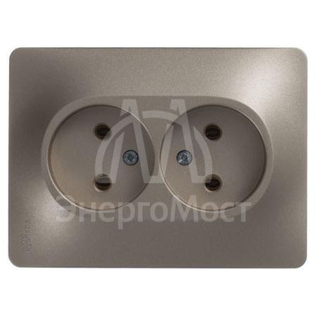 Розетка 2-м СП Glossa 16А IP20 без заземл. в сборе титан SchE GSL000420