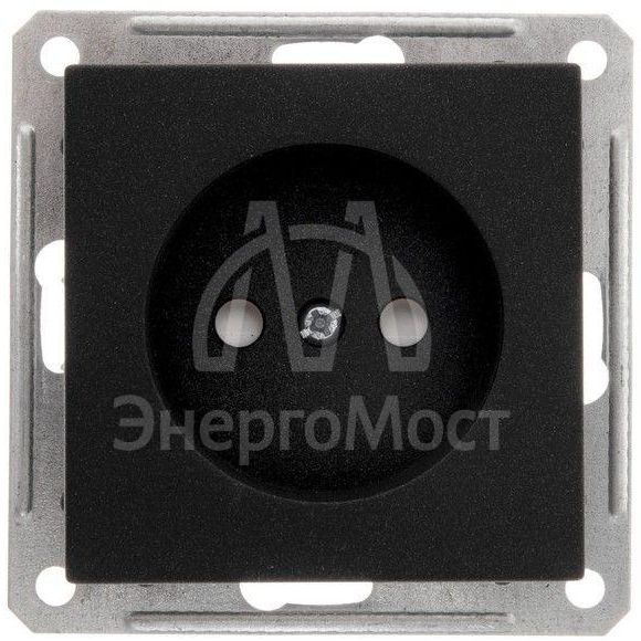 Механизм розетки 1-м СП W59 16А IP20 без заземл. защ. шторки черн. бархат SchE RS16-151-6-86