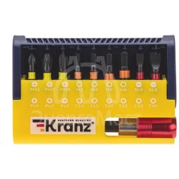 Набор бит с магнитным держателем пластиковый кейс 19 шт Kranz KR-92-0465