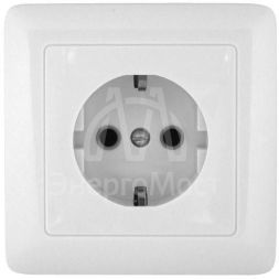 Розетка 1-м ОП Прима 16А 250В защ. шторки с заземл. монтаж. пласт. бел. (опт. упак) SchE RA16-003-1M-B