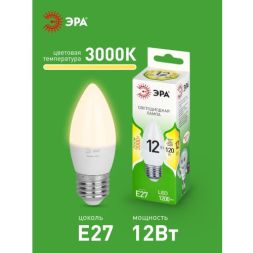 Лампа светодиодная GREEN LINE B35-12W-830-E27 GL 12Вт свеча 3000К свет тепл. E27 Эра Б0067137