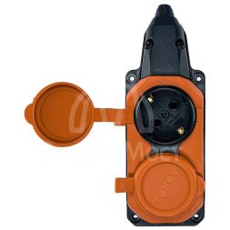 Колодка удлинителя 2-м с заземл. 16А IP44 каучук оранж. TOKOV TKE-C10-KK2-Z