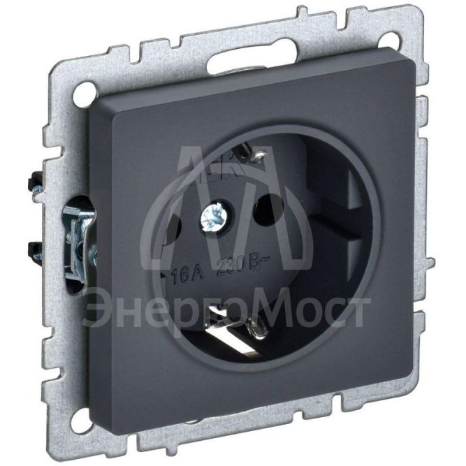 Розетка 1-м СП BRITE РС14-1-0-БрГ 16А с заземл. защ. шторки графит IEK BR-R14-16-K53