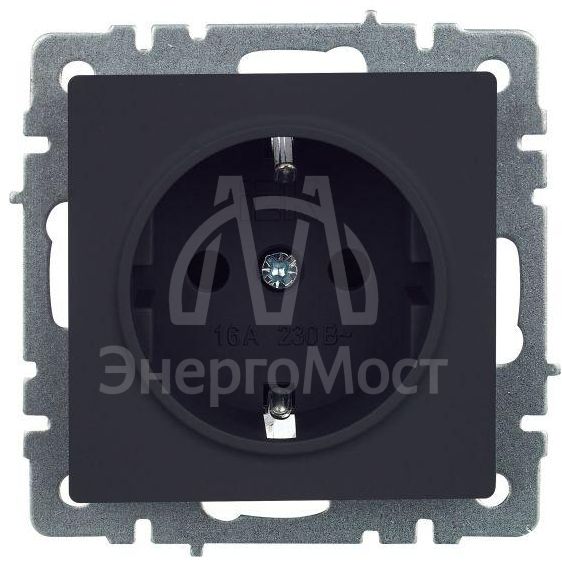 Розетка 1-м СП BRITE РС14-1-0-БрГ 16А с заземл. защ. шторки графит IEK BR-R14-16-K53