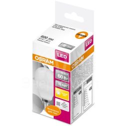 Лампа светодиодная LED STAR CLASSIC P 60 6.5W/830 6.5Вт шар 3000К тепл. бел. E14 550лм 220-240В матов. пласт. OSRAM 4058075134294