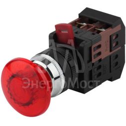 Кнопка AEA-22 &amp;quot;Грибок&amp;quot; d22мм 1з+1р BBG30-AEA-K04E красн. ЭРА Б0045632