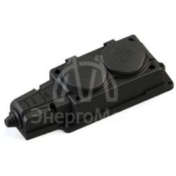 Колодка MultiSet 2х розетка 2К+З 16А/250В IP44 каучуковая черн. SE MST4102BK