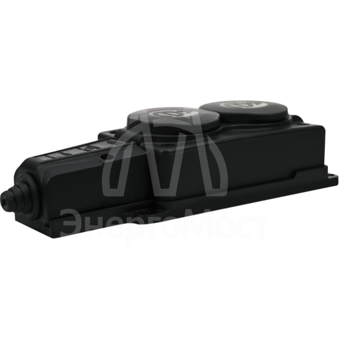 Колодка MultiSet 2х розетка 2К+З 16А/250В IP44 каучуковая черн. SE MST4102BK