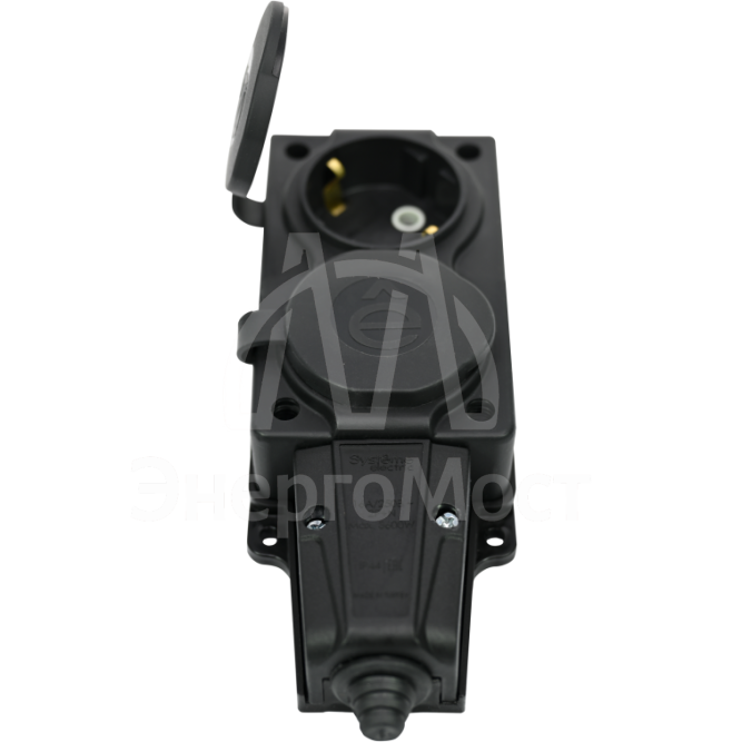 Колодка MultiSet 2х розетка 2К+З 16А/250В IP44 каучуковая черн. SE MST4102BK
