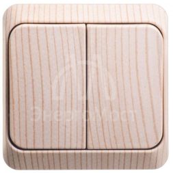 Выключатель 2-кл. ОП Этюд Дача 10А IP20 с подсветкой сосна SchE BA10-006D