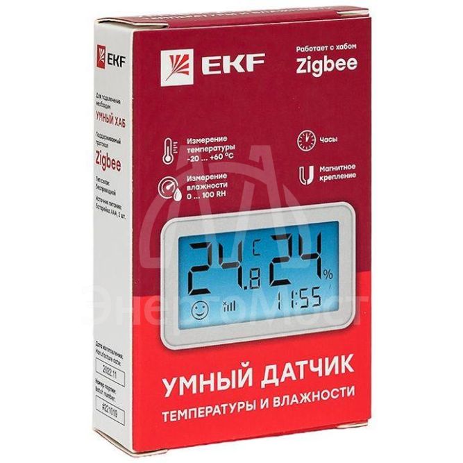 Датчик температуры и влажности с экраном умный Zigbee Connect EKF is-th-zb