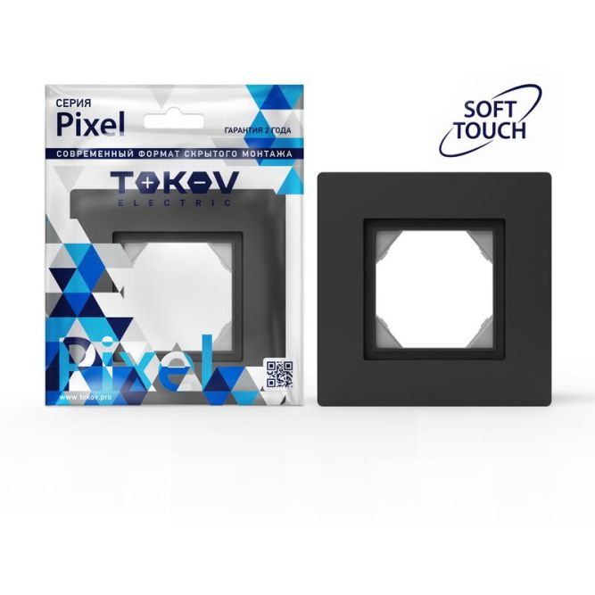 Рамка 1-м Pixel IP44 карбон TOKOV ELECTRIC TKE-PX-RM1-C14-IP44