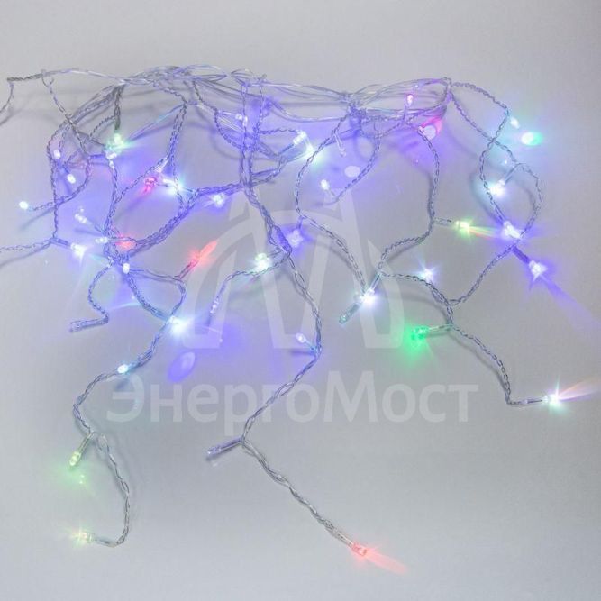Гирлянда &amp;quot;Айсикл&amp;quot; (бахрома) 1.8х0.5м LED RGB 230В провод прозр. Neon-Night 255-009