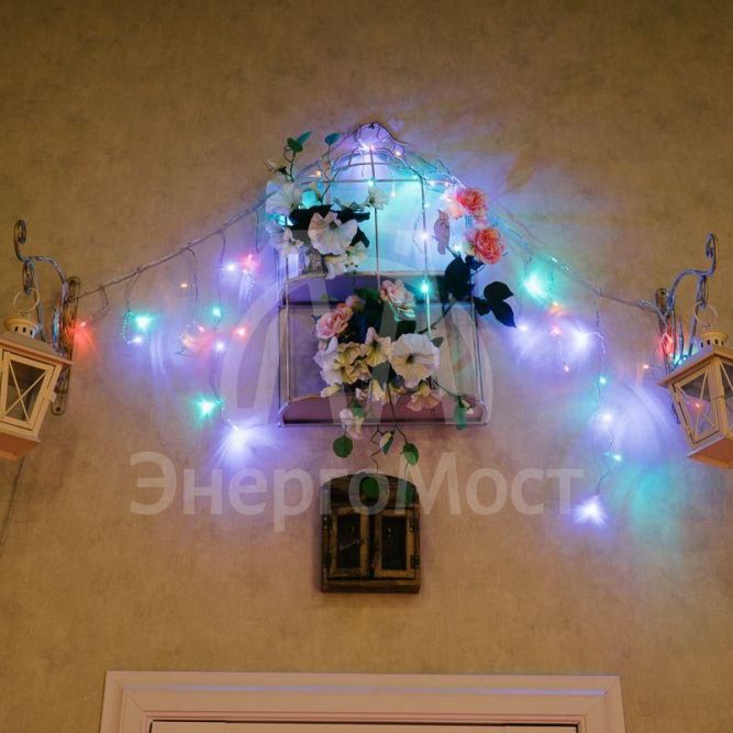 Гирлянда &amp;quot;Айсикл&amp;quot; (бахрома) 1.8х0.5м LED RGB 230В провод прозр. Neon-Night 255-009