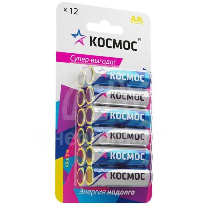 Элемент питания алкалиновый AA/LR06 BP-12 (блист.12шт) КОСМОС KOCLR6BL12