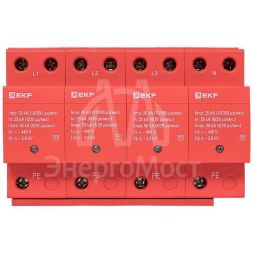 Устройство защиты от импульсных перенапряжений класс 1 Iimp 25кА (10/350мкс) 4P EKF spd-t1-4p