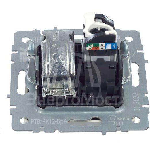 Розетка компьютерная + телевизионная 2-м Brite РТВ/РК12-БрА RJ45 кат.5E + TV алюм. IEK BR-AK20-1-K47