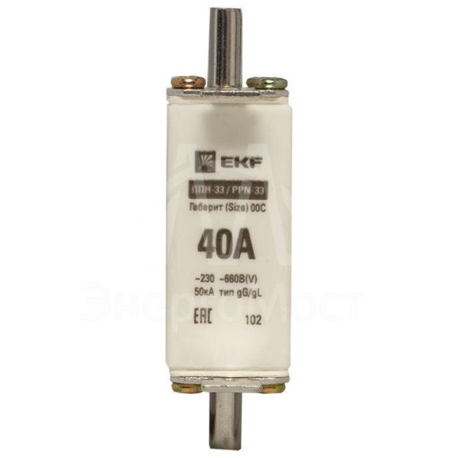 Вставка плавкая ППН-33 100/40А габарит 00C PROxima EKF fus-33/100/40