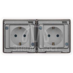Розетка Эксперт 11-2523-01 2х2P+E гориз. IP55 16А-250В СУ бел. Эра Б0063276