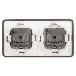 Розетка Эксперт 11-2523-01 2х2P+E гориз. IP55 16А-250В СУ бел. Эра Б0063276