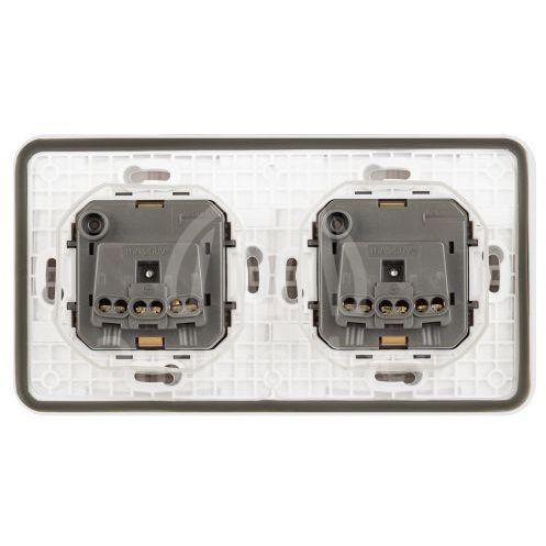 Розетка Эксперт 11-2523-01 2х2P+E гориз. IP55 16А-250В СУ бел. Эра Б0063276