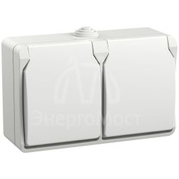 Розетка 2-я ОП Форс РСб22-3-ФБ 16А IP54 с заземл. защ. шторки бел. IEK ERS22-K01-16-54-DC