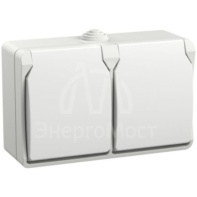 Розетка 2-я ОП Форс РСб22-3-ФБ 16А IP54 с заземл. защ. шторки бел. IEK ERS22-K01-16-54-DC