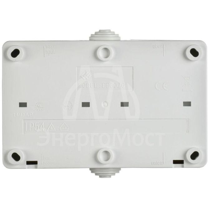 Розетка 2-я ОП Форс РСб22-3-ФБ 16А IP54 с заземл. защ. шторки бел. IEK ERS22-K01-16-54-DC