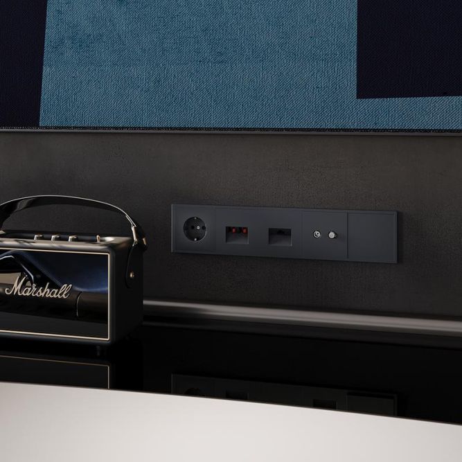 Розетка компьютерная 1-м СП S70 RJ45 кат.6 механизм графит Voltum VLS060107