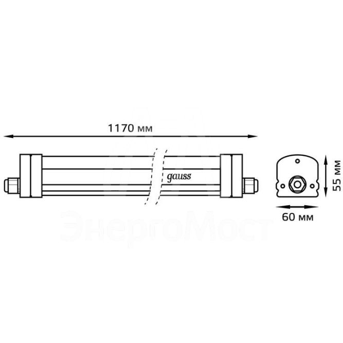 Светильник светодиодный UNIVERSAL 36Вт 4000К IP65 3600лм 1170х60х55 линейный с возможностью соединения в линию матов. GAUSS 843425236