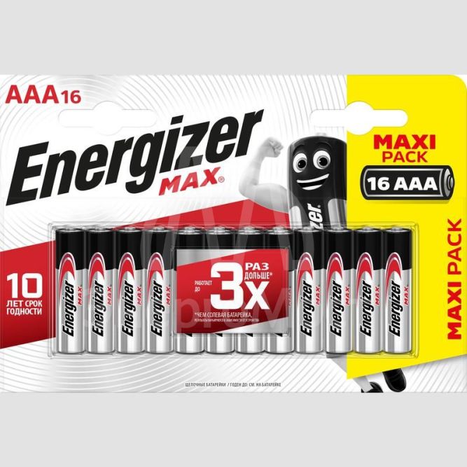 Элемент питания алкалиновый ENR MAX AAA FSB16 RU (блист.16шт) Energizer E301433301