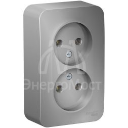 Розетка 2-м ОП BLANCA 16А 250В без шторок без заземл. изол. пласт. алюм. SchE BLNRA000213