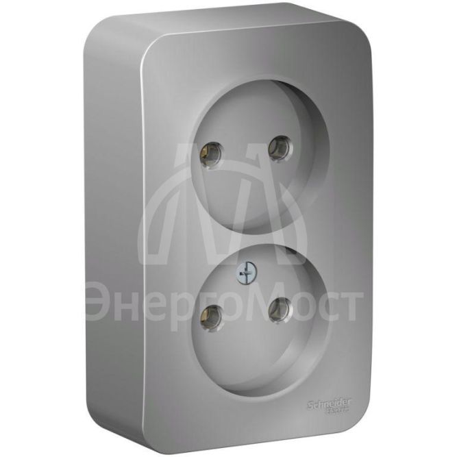 Розетка 2-м ОП BLANCA 16А 250В без шторок без заземл. изол. пласт. алюм. SchE BLNRA000213