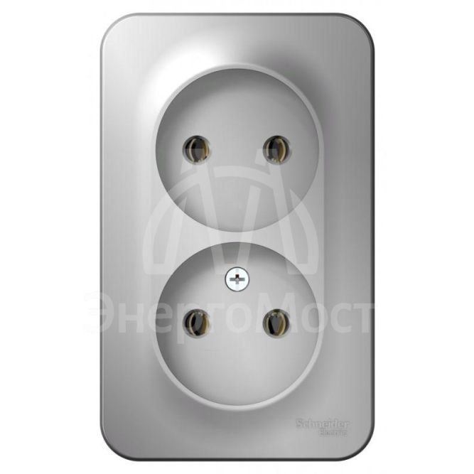 Розетка 2-м ОП BLANCA 16А 250В без шторок без заземл. изол. пласт. алюм. SchE BLNRA000213