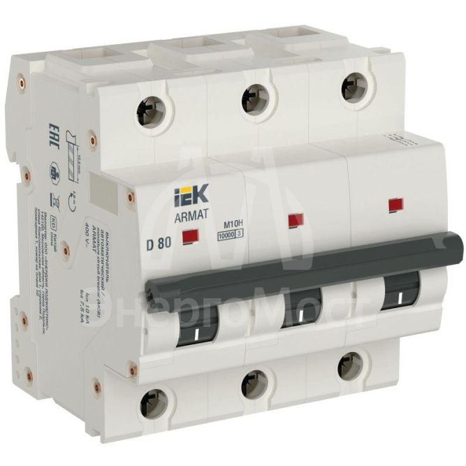 Выключатель автоматический модульный 3п D 80А M10H ARMAT IEK AR-M10H-3-D080