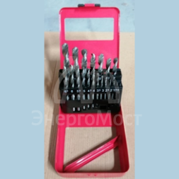 Набор сверл по металлу Вихрь, 1-10мм (через 0,5мм), HSS, 19шт., металл. коробка, цилиндрический хвостовик
