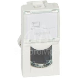 Механизм розетки информ. 1-м СП Mosaic 1мод. RJ45 CAT.5E UTP бел. Leg 076551