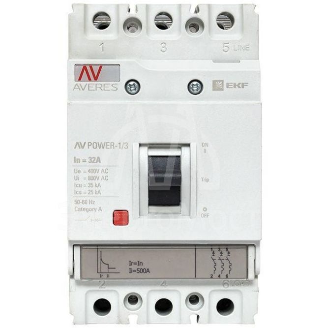 Выключатель автоматический 3п 32А 35кА AV POWER-1/3 TR AVERES EKF mccb-13-32-TR-av