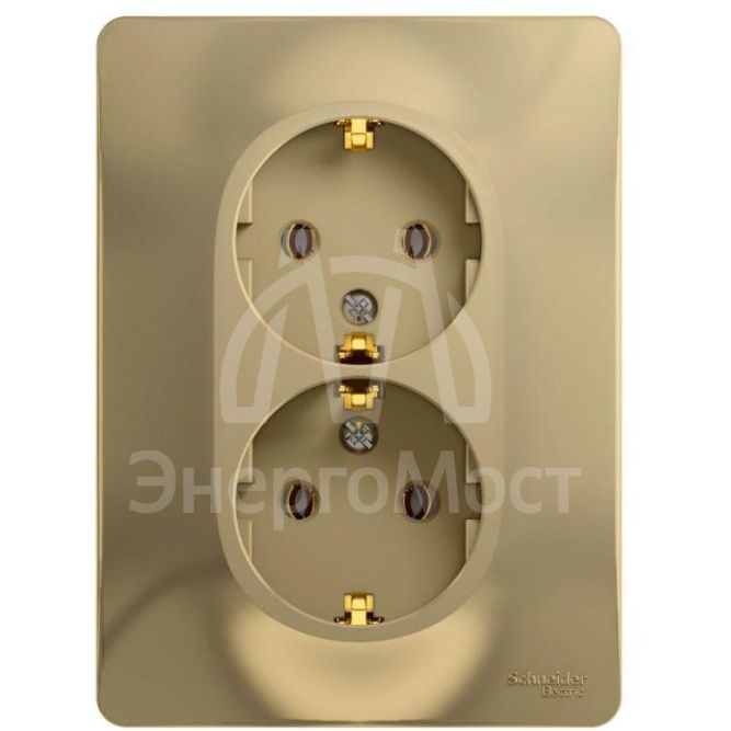 Розетка 2-м СП Glossa в сборе с заземл. в сборе титан SchE GSL000424