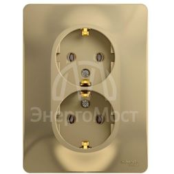 Розетка 2-м СП Glossa в сборе с заземл. в сборе титан SchE GSL000424