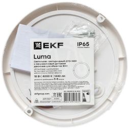 Светильник светодиодный ЖКХ ДПО-1400 18Вт 4000К IP65 круг с микроволнов. датчиком движения EKF BKL-1400DM-R-18-4000