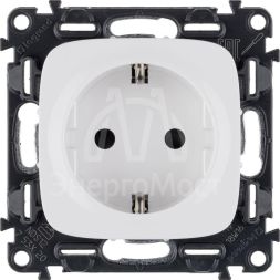Механизм розетки 1-м СП Valena Allure 16А IP20 250В 2К+З с лиц. панелью защ. шторки безвинт. зажимы бел. Leg 753720