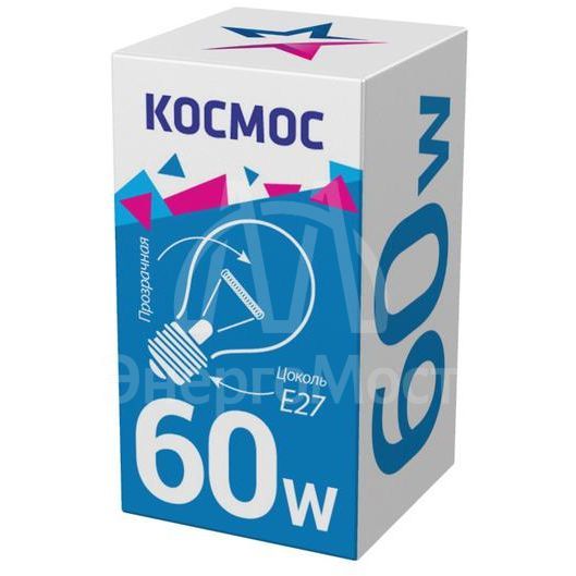 Лампа накаливания A50/A55 60Вт E27 220-240В прозр. КОСМОС LKsmSt55CL60E27v2