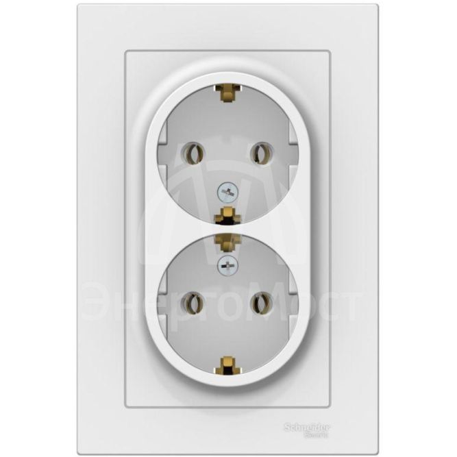 Розетка двойная AtlasDesign с заземл. 16А в сборе лотос SE ATN001324