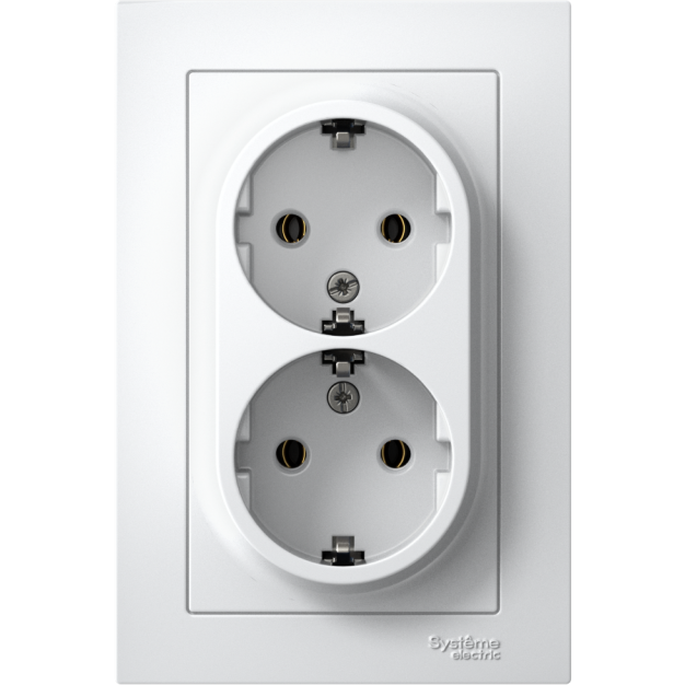 Розетка двойная AtlasDesign с заземл. 16А в сборе лотос SE ATN001324