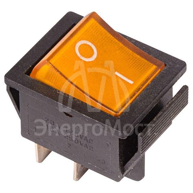 Выключатель клавишный 250В 16А (4с) ON-OFF желт. с подсветкой (RWB-502 SC-767 IRS-201-1) Rexant 36-2333