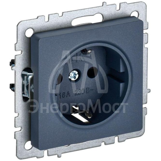 Розетка 1-м СП BRITE РС14-1-0-БрМ 16А с заземл. защ. шторки маренго IEK BR-R14-16-K35