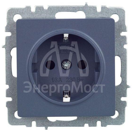 Розетка 1-м СП BRITE РС14-1-0-БрМ 16А с заземл. защ. шторки маренго IEK BR-R14-16-K35