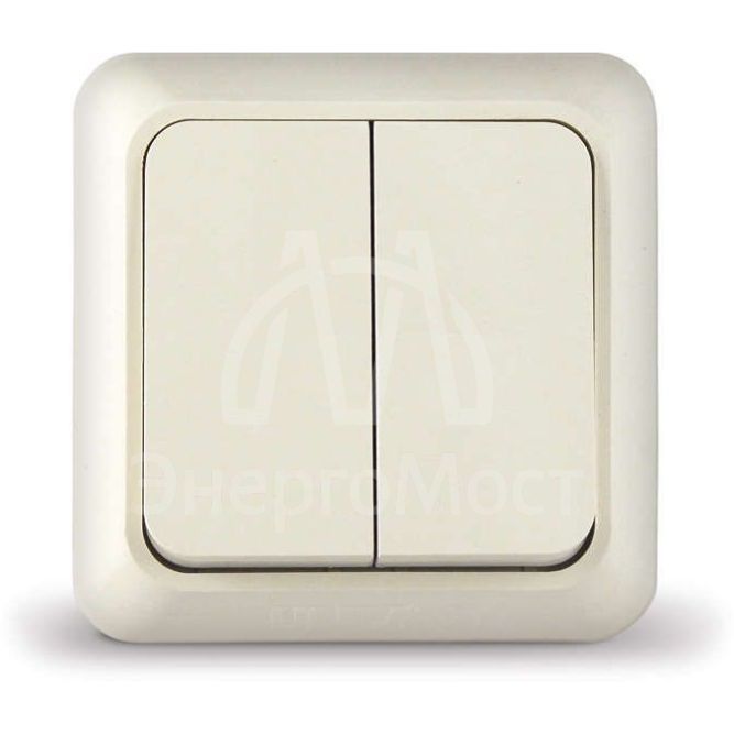 Выключатель 2-кл. ОП Олимп 10А IP20 сл. кость UNIVersal Б-О0023